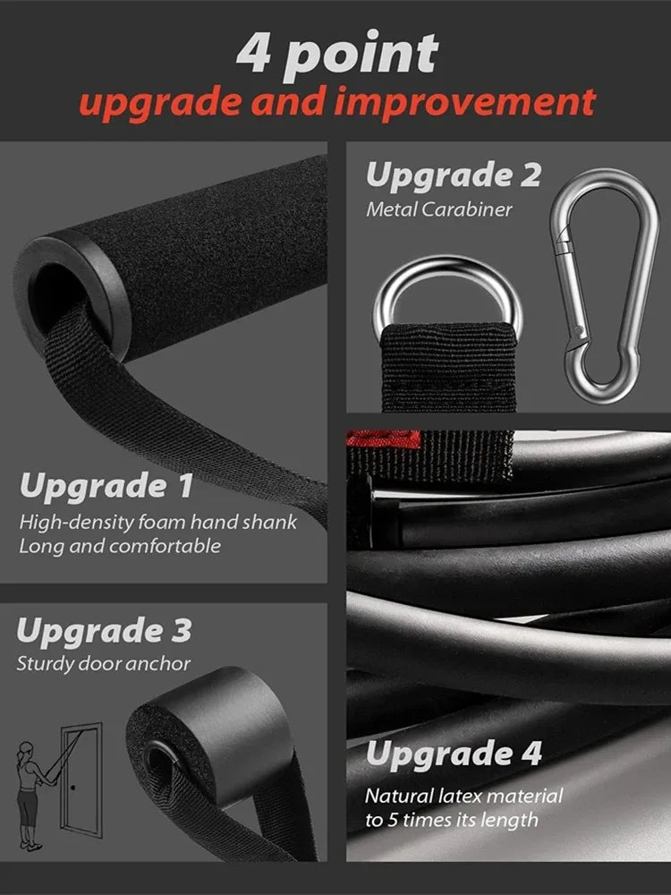 Resistance Bands Set, Exercise Bands With Door Anchor, Handles, Carry Bag, Legs Ankle Straps For Resistance Training. Ligas Elasticas para Crecimiento Muscular 2026