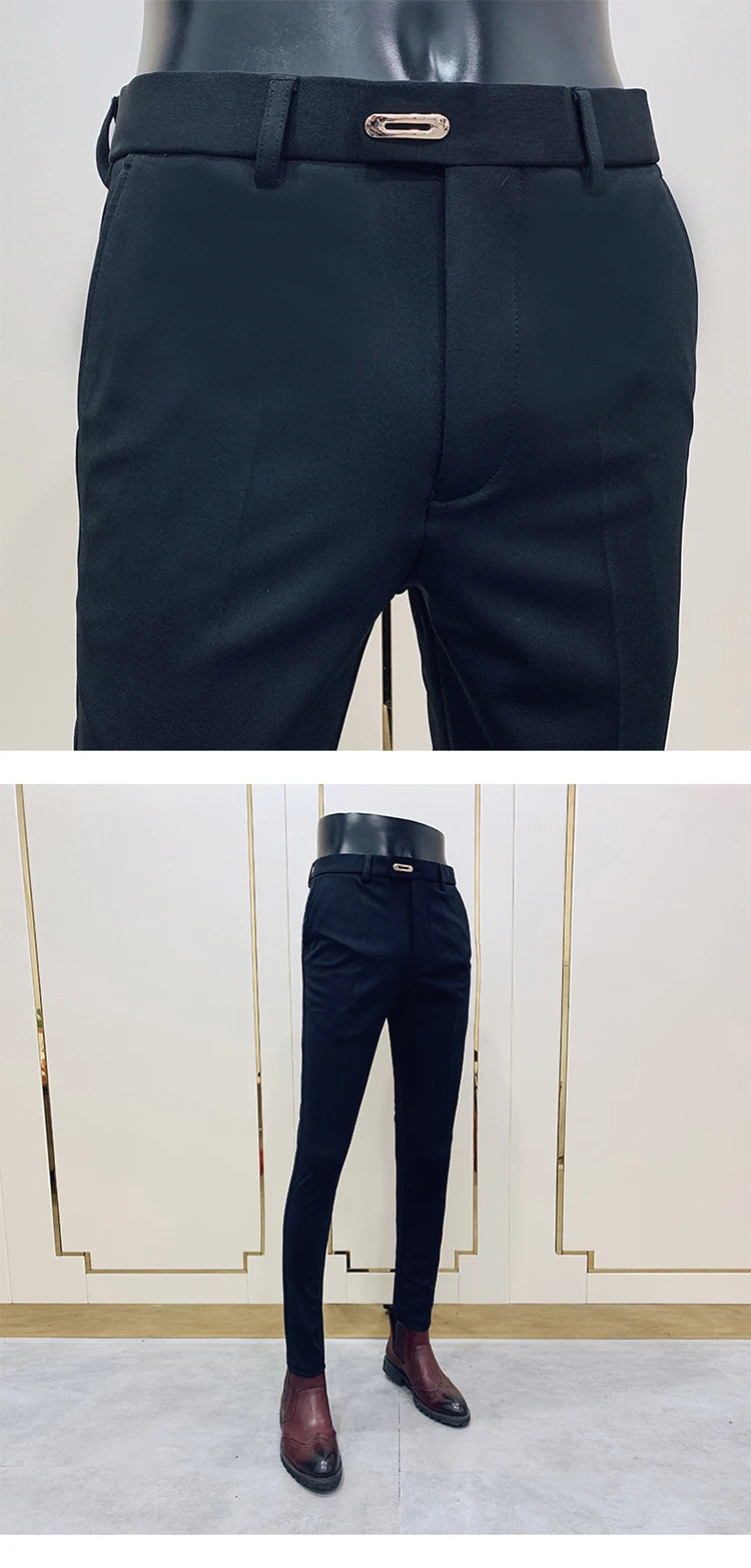 Men Suit Pants Formal Trousers Stretch Slim Pantalone Hombre Calça Masculina Solid Color Casual Dress Pants Fashion Men Clothing. Pantalones de Hombre, extra slim fit 2026. Elegantes