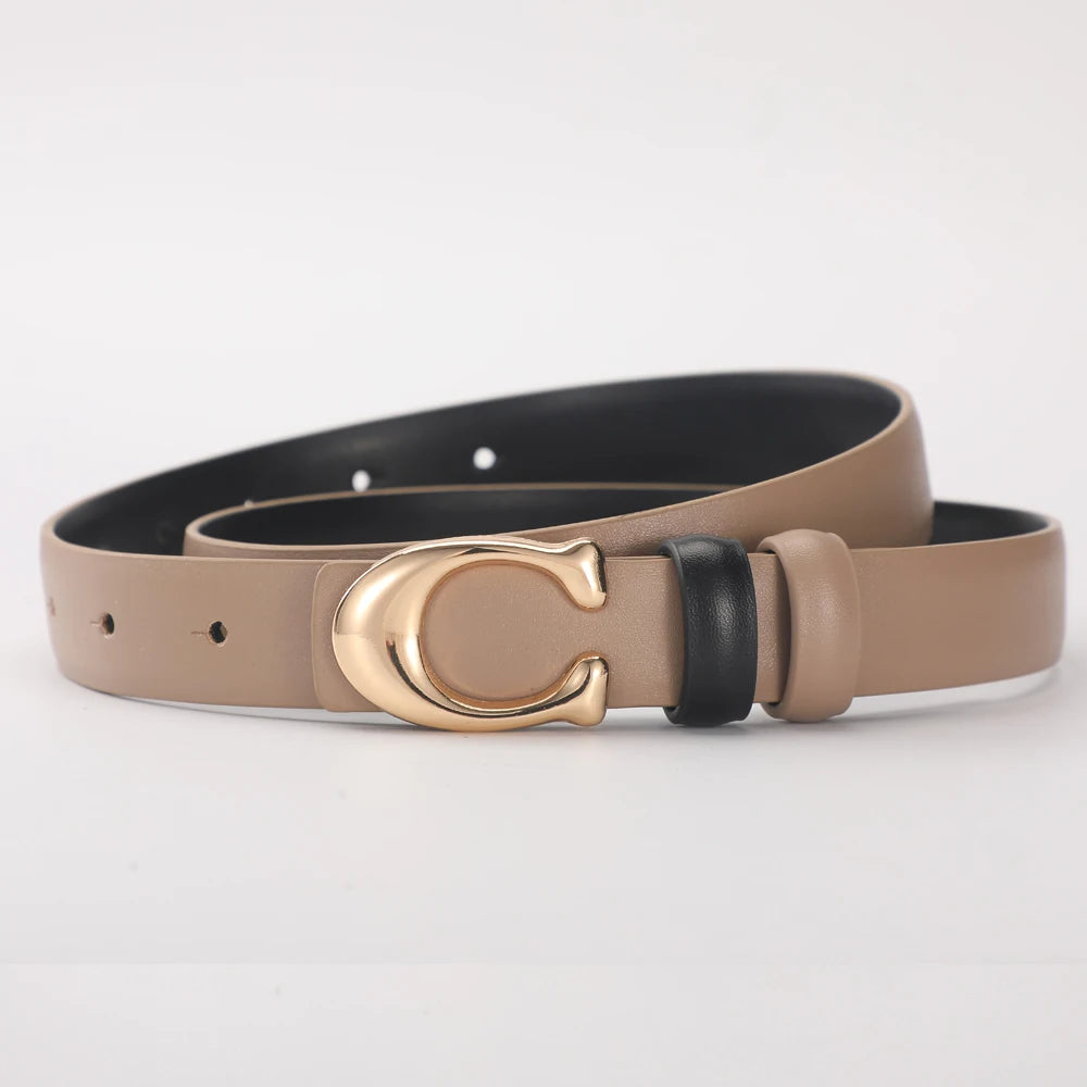 High-quality Women's Fashionable Belt C-shaped Buckle Smooth Buckle Temperament Double-sided Gift For Mother Using Belt 2026