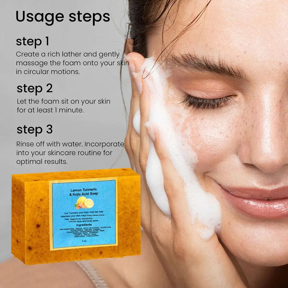 Turmeric Soap & Kojic Acid Soap Body And Facial Cleaning Handmade Soap For Dark Skin Glowing Even Skin Tone Tender Skin Care.2026 JABON MAGIGO FACIL DE CURCUMA HIDRATA Y REJUVENECE TU PIEL