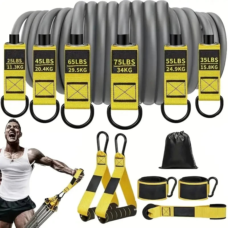 Resistance strap with handle: used for muscle training, strength building, body shaping, yoga, home fitness equipment - natural. Ligas Elasticas Extra duraderas para Crecimiento Muscular 2026