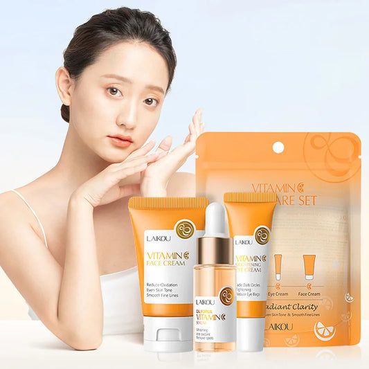 3pcs/set LAIKOU Vitamin C 24K Golden Sakura Skin Care Sets Face Cream Serum Eye Cream Moisturizing Anti Wrinkles Face Care Kit.2026 SKIN CARE REJUVENECEDOR, HUMECTANTE FACIAL