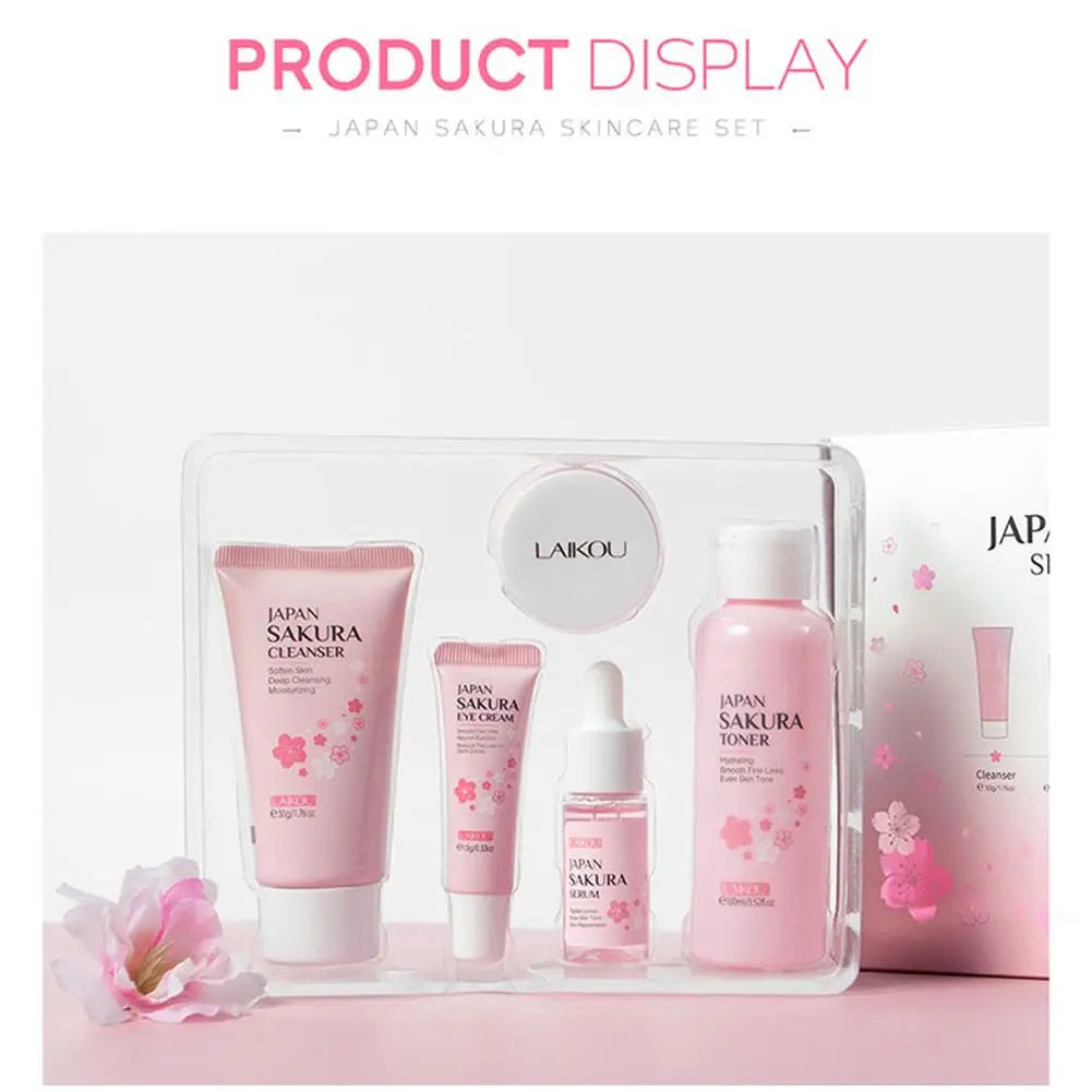 5/3pcs/Set Sakura Skin Care Sets Face Cream Serum Toner Facial Cleanser Sunscreen Eye Cream Gift Box Face Skin Care Set Product.2026 SERUM FACIAL. HUMECTANTE FACIL. REJUVENECEDOR PROTECCION CONTRA ARRUGAS FACIALES