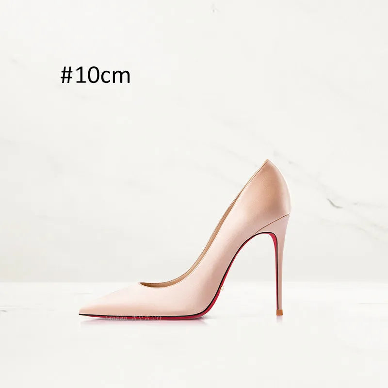 2025 Winter New High-heeled Shoes for Women, Green, Real Silk Satin, Thin Heel, Pointed Toe,Elegant,12cm,Single Shoes for Ladies 2026