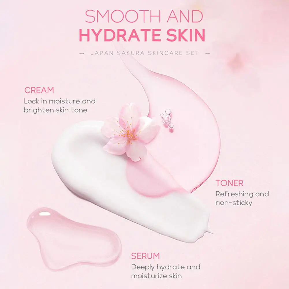 5/3pcs/Set Sakura Skin Care Sets Face Cream Serum Toner Facial Cleanser Sunscreen Eye Cream Gift Box Face Skin Care Set Product.2026 SERUM FACIAL. HUMECTANTE FACIL. REJUVENECEDOR PROTECCION CONTRA ARRUGAS FACIALES