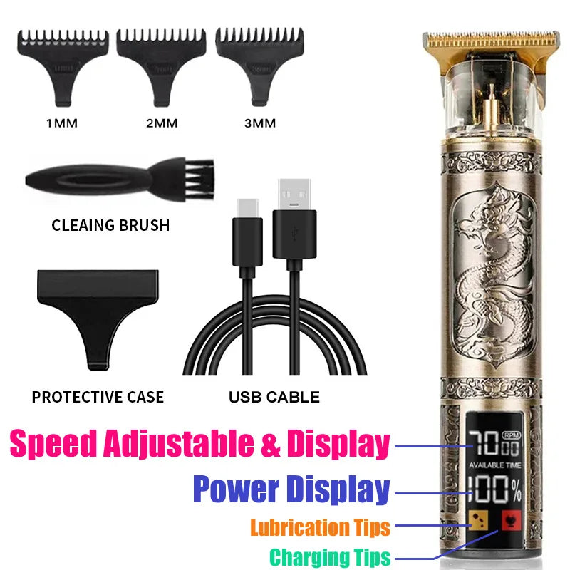 T9 Professional Electric Hair Clipper for Men Rechargeable Hair Cutting Machine Barber Shaver Haircut Remover Hair Trimmer 2026
