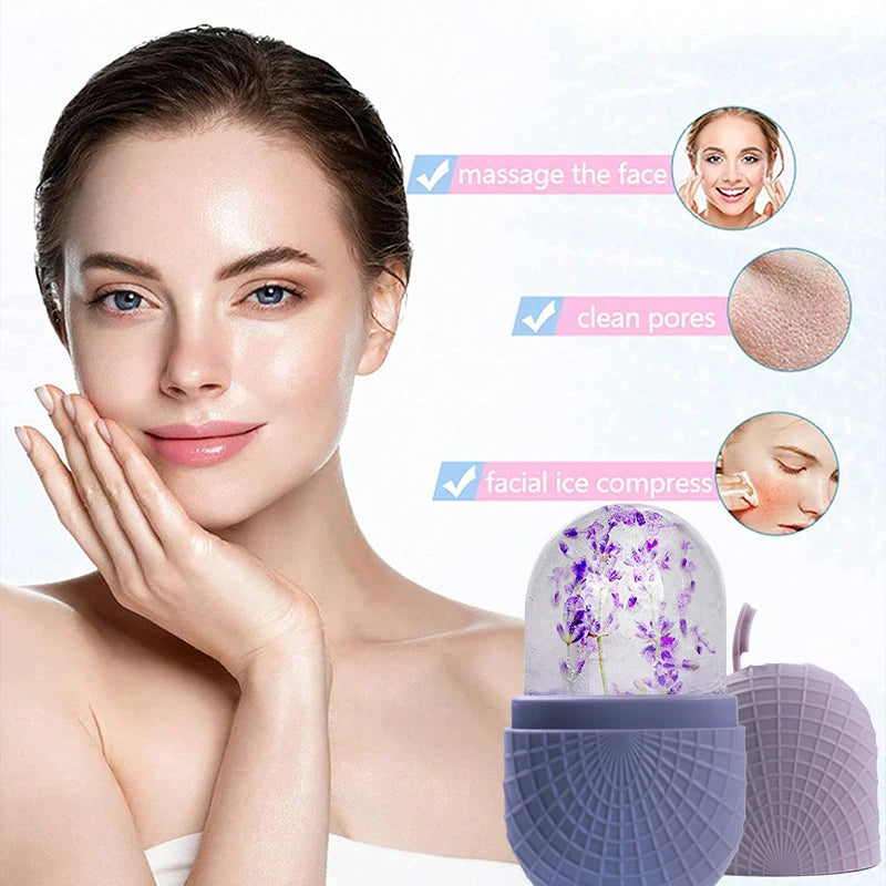 Rodillo de Hielo para Rostro y Ojos, Rodillo de Hielo Facial de Belleza, Masaje Facial con Hielo de Silicona, Reutilizable, Hermético, Herramienta de Cuidado de la Piel.