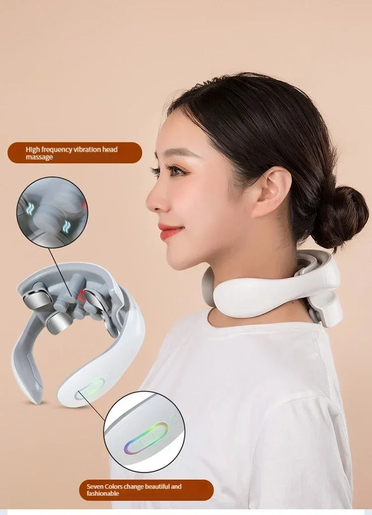 Masajeador Inteligente de Cuello y Hombros — Masaje Cervical con Vibración y Calor para Aliviar el Dolor, Pulso Terapéutico para las Vértebras Cervicales, Instrumento de Cuidado de la Salud