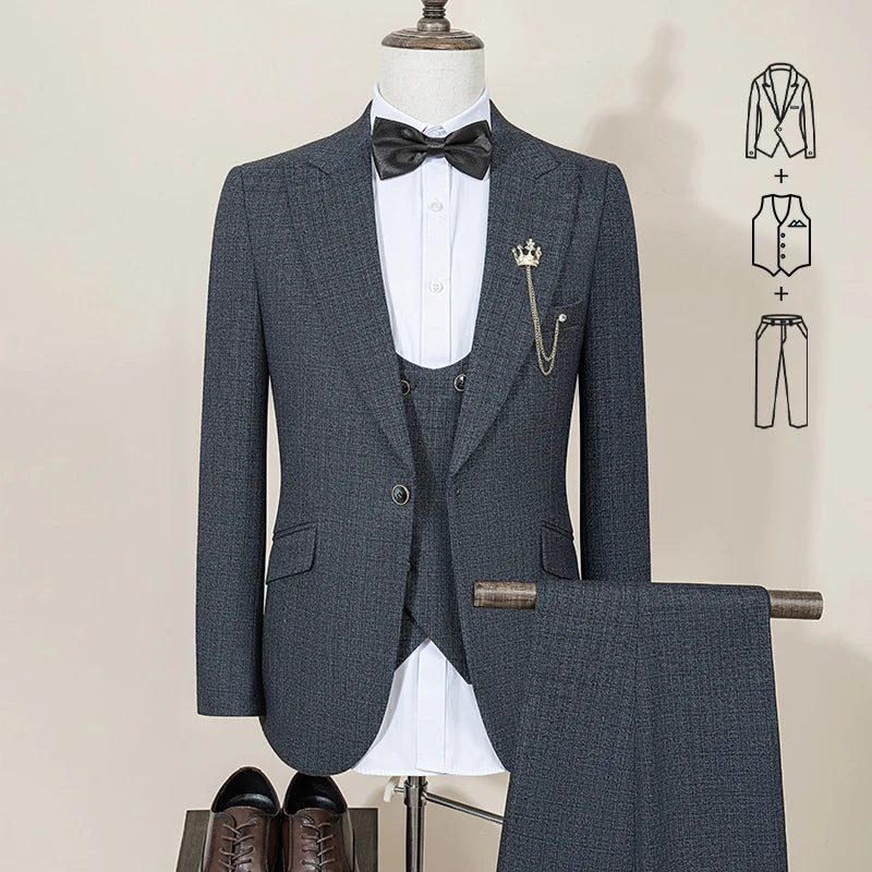 ST Cassy high quality suit men complete 3 pieces luxury Elegant Slim Fit Male Groom Wedding Party Dress Suit Business Office. 2026 Trajes Para Hombre, Bodas, Bautizos, Ocasion Elegante
