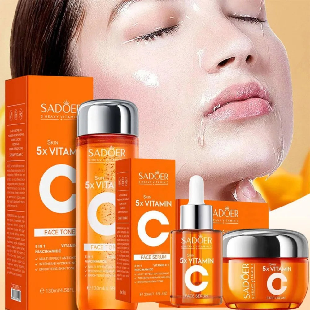 Vitamin C Firming&lifting Skincare Set Moisturizing Brightening Essence Revitalizing Skin Repair Serum Cream. 2026 FACIAL TONIFICADOR E HIDRATANTE VITAMINA C. PROTECTOR ANTI ARRUGAS