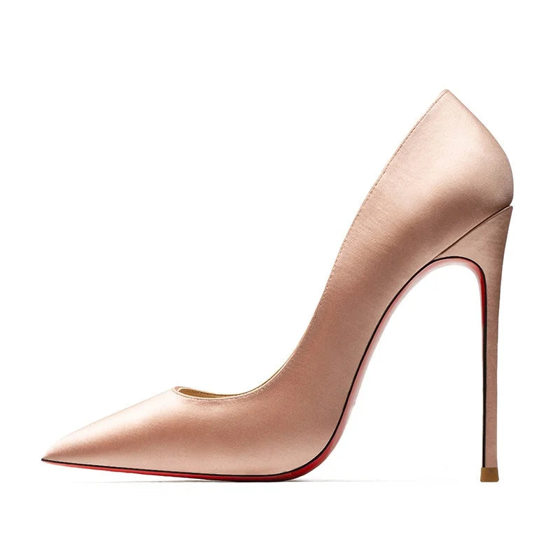 Elegant Woman Heeled Shoes 2026 Trend Luxury Red Bottoms High Heels Pointed Toe Stiletto Pumps 12 cm Party Dress Wedding Shoes 2026