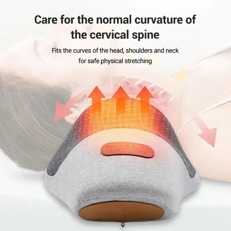 Almohada Masajeadora de Cuello — Eléctrica con Compresión Caliente, Masaje Vibratorio, Almohada Cervical para Dormir y Relajación, Espuma Viscoelástica con Soporte para la Columna