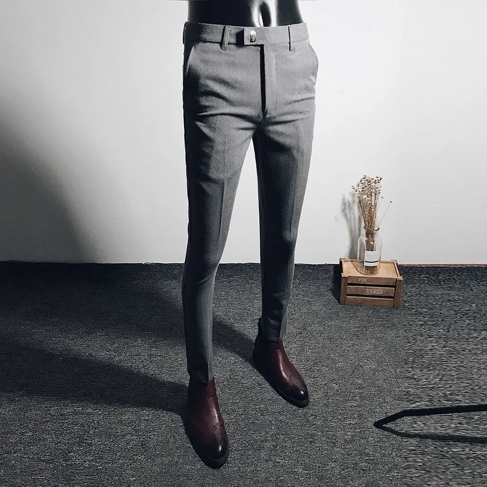 Men Suit Pants Formal Trousers Stretch Slim Pantalone Hombre Calça Masculina Solid Color Casual Dress Pants Fashion Men Clothing. Pantalones de Hombre, extra slim fit 2026. Elegantes
