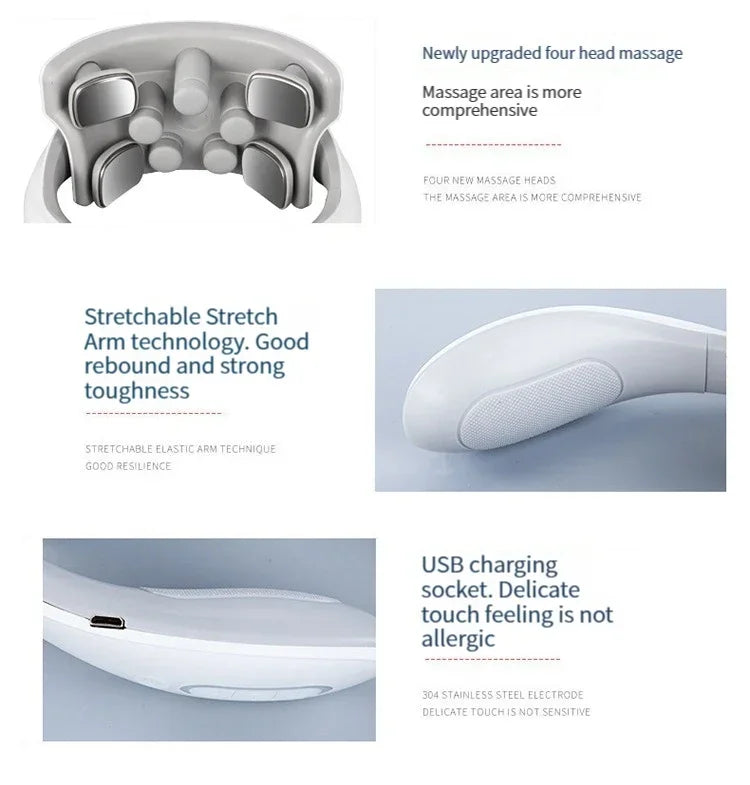 Masajeador Inteligente de Cuello y Hombros — Masaje Cervical con Vibración y Calor para Aliviar el Dolor, Pulso Terapéutico para las Vértebras Cervicales, Instrumento de Cuidado de la Salud