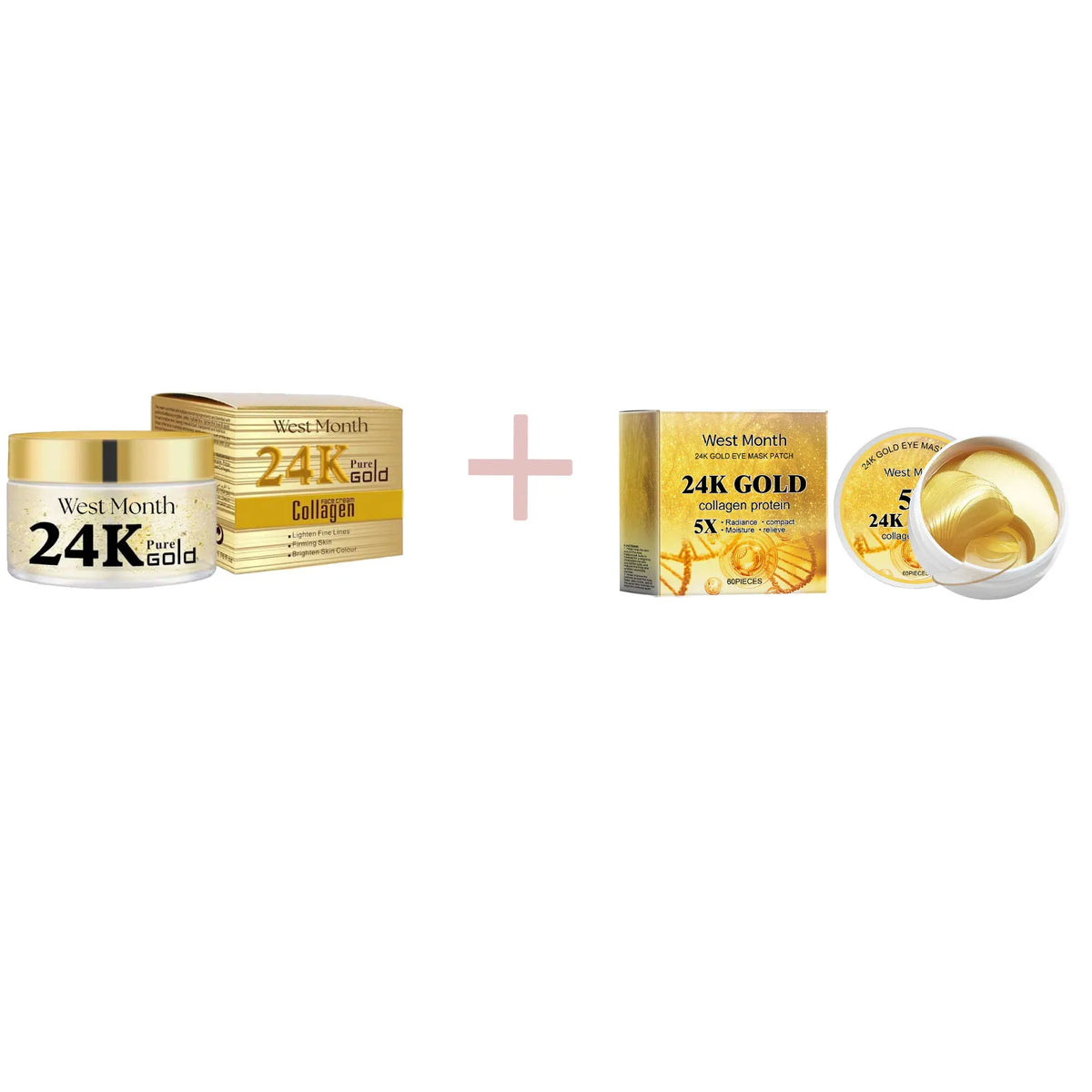 Set de Cuidado Facial de 24k Oro — Antiarugas, Desvanece Ojeras, Reafirmante, Hidratante, Reparador, Máscara para Ojos y Esencia, Cosméticos Coreanos.