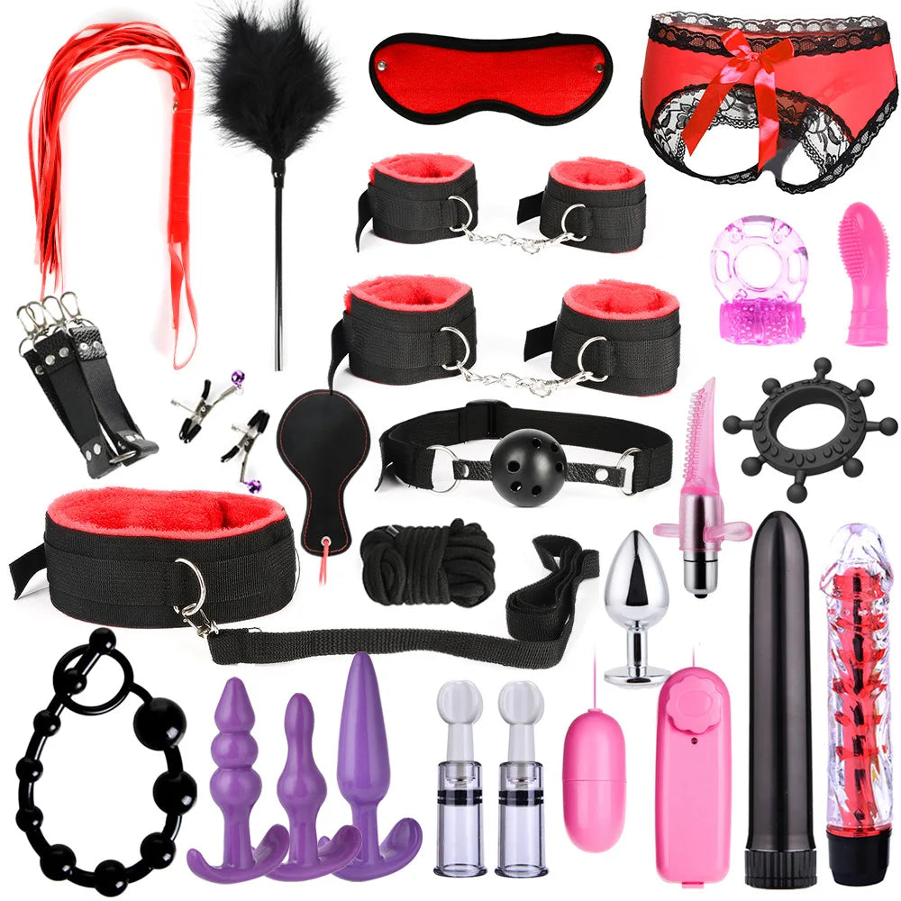 Niusida Sex Products Erotic Toys for Adults BDSM Sex Bondage Set Handcuffs Nipple Clamps Gag Whip Rope Sex Toys For Couples 2026