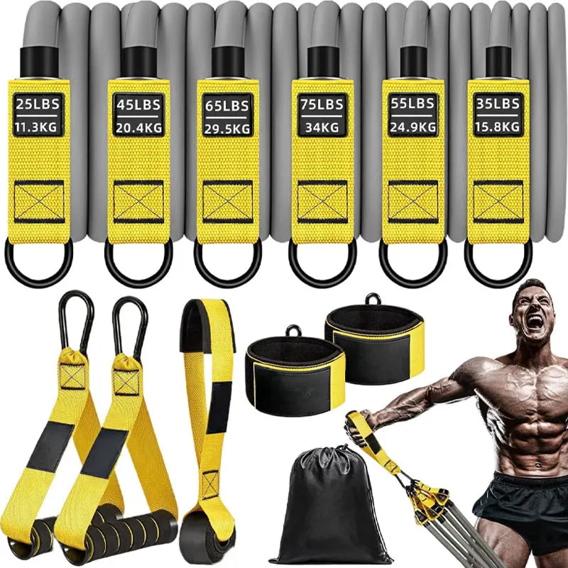 Resistance strap with handle: used for muscle training, strength building, body shaping, yoga, home fitness equipment - natural. Ligas Elasticas Extra duraderas para Crecimiento Muscular 2026