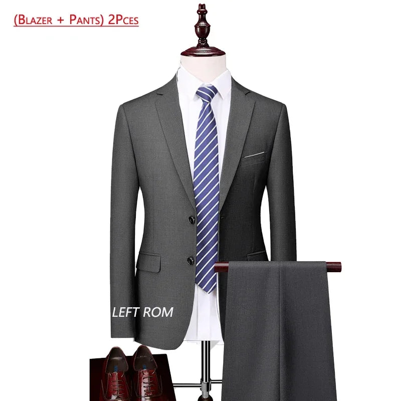 14 Color M-6XL ( Jacket + Vest+Pants ) High-end Brand Formal Business Mens Suit Three-piece Groom Wedding Dress Solid Color Suit. Trajes De Hombre Para Ocasion Especial. Bodas oh Eventos 2026