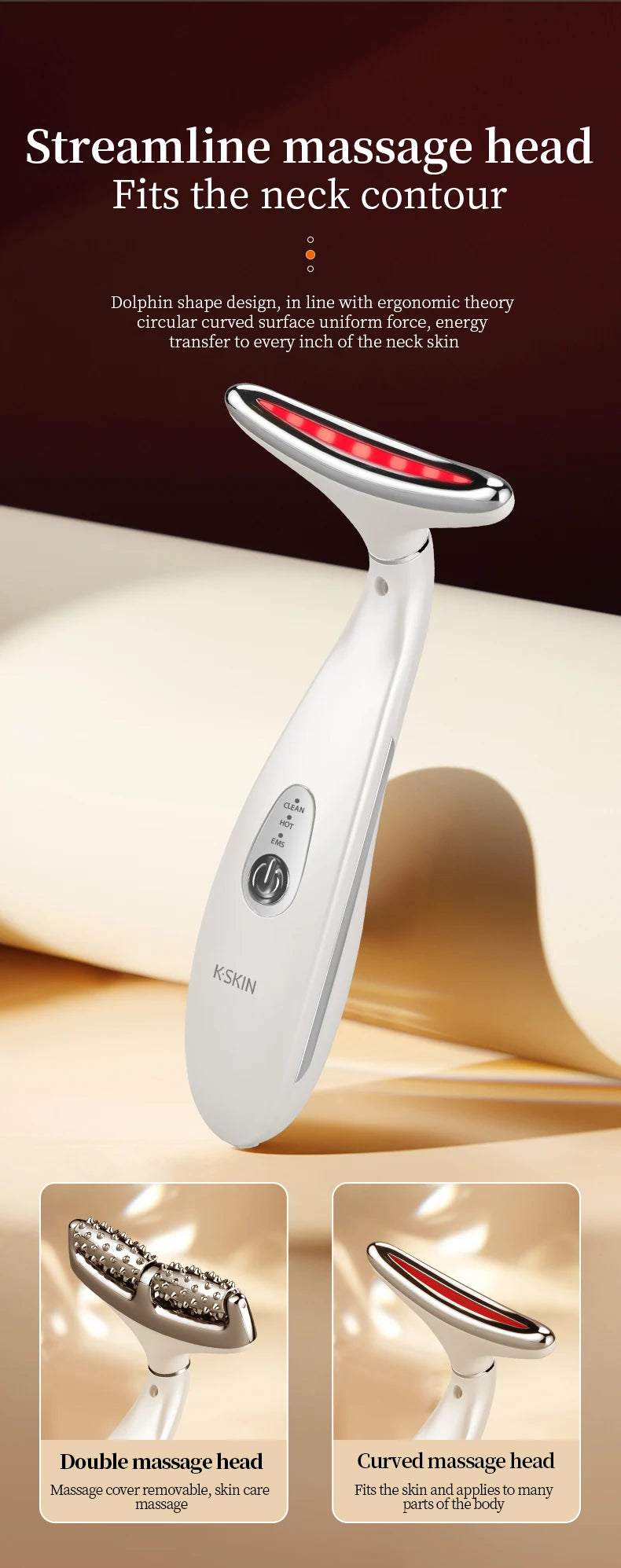 K-SKIN EMS Face Beauty Instrument Beauty Neck Massager Micro-Current Vibration Color light Senility Face Massager  Skin Care. 2026 MASAJIADOR PARA CUELLO Y MANDIBULA. ELECTRICO QUE MEJORA LA CIRCULACION Y ALINEACION