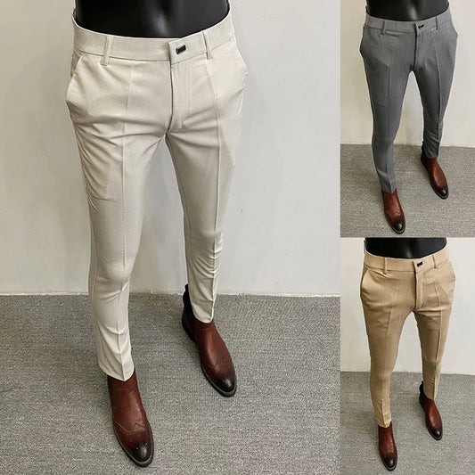 Men Suit Pants Formal Trousers Stretch Slim Pantalone Hombre Calça Masculina Solid Color Casual Dress Pants Fashion Men Clothing. Pantalones de Hombre, extra slim fit 2026. Elegantes