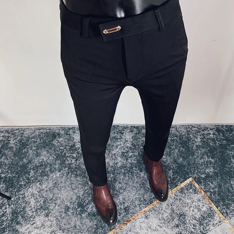 Men Suit Pants Formal Trousers Stretch Slim Pantalone Hombre Calça Masculina Solid Color Casual Dress Pants Fashion Men Clothing. Pantalones de Hombre, extra slim fit 2026. Elegantes