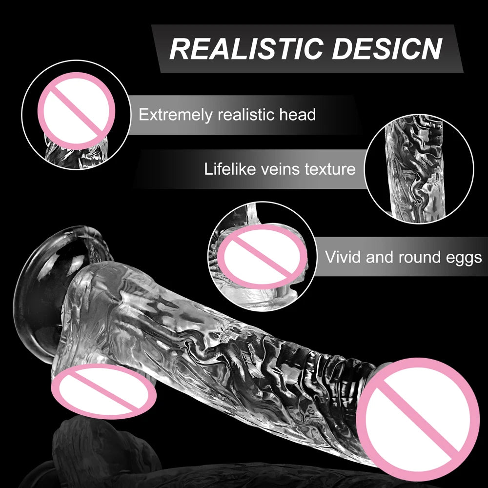 Realistic Transparent Dildo for Women Silicone Realistic Fake Dick Penis with Strong Suction Cup Hands-Free Adult Sex Toy 2026