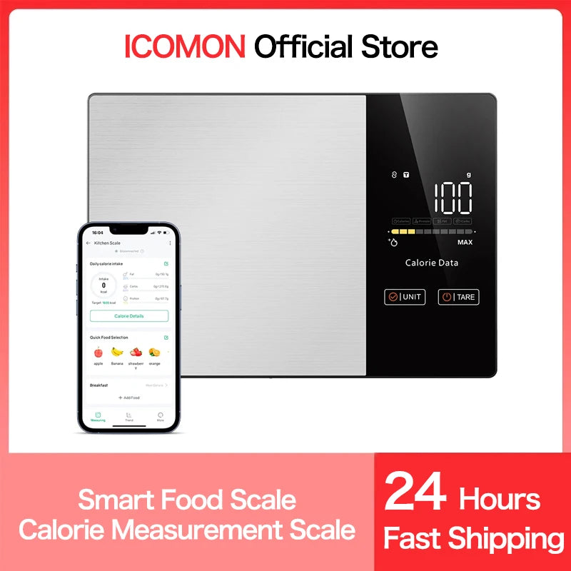 5kg Kitchen Food Scale, Smart Food Calorie Scale Kitchen Cooking Baking Scales, Stainless Steel Nutrition Scale with Free App. Pesa para Medir Calorias y Mejorar la Alimentacion