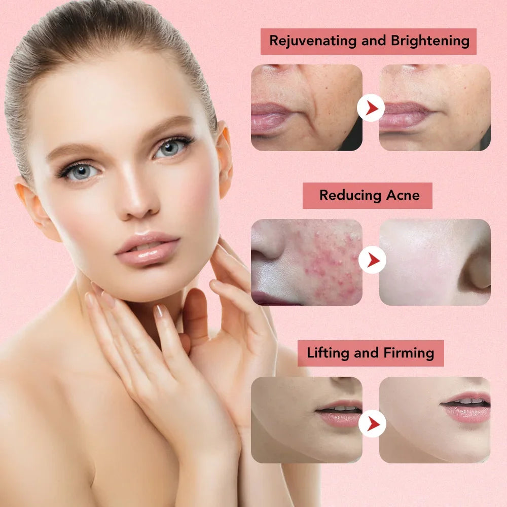 Masajeador Facial EMS 7 en 1 — Lifting Facial, Aclara la Piel, Limpieza Profunda, Infusión de Esencias, Máquina de Belleza para el Cuidado de la Piel.