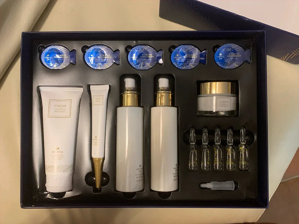 Set de Cuidado de la Piel con Caviar de 15 Piezas: Set de Sérums Faciales, Hidratante para el Rostro, Antiarugas, Aclarante, Belleza y Salud, Cuidado Facial Coreano.