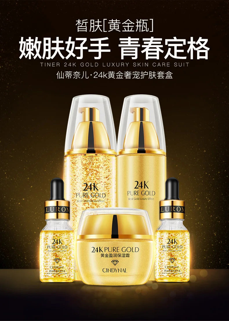 24K Gold Skin Care Sets Moisturizes Shrinks Pore Oil Control 24K Gold Toner Face Cream Emulsion Facial Essence Sets. 2026 KIT FACIAL DORADO. PROTECTORES FACIALES. CREA EN TU ROSTRO UN ASPECTO LIMPIO Y REJUVENECIDO