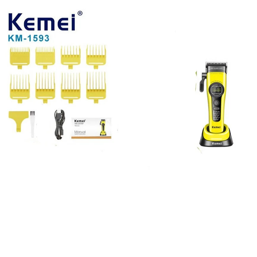 Kemei 1593 1595 Hair Trimmers Professional Barber Hair Clippers F1 -Super Engine External Brushless Motor Hair Cutting Machine 2026