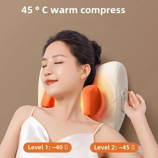 JAIYORL Almohada Masajeadora Eléctrica para Trapecio — Inalámbrica para Auto y Hogar, con Calor, para Cintura, Cuello, Piernas y Cervical, Masaje Shiatsu con Amasado