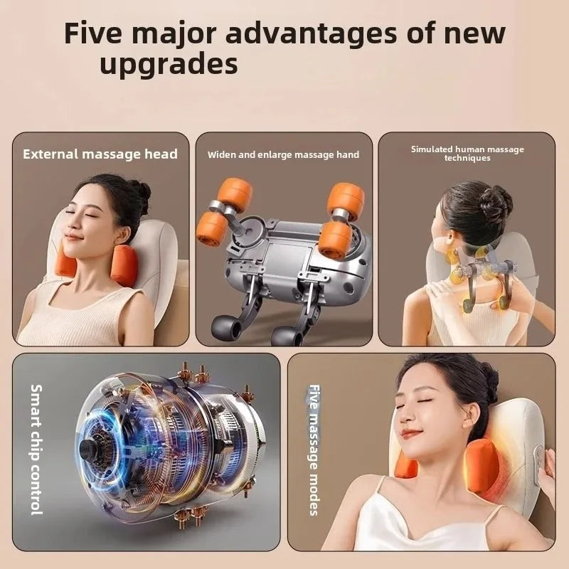 JAIYORL Almohada Masajeadora Eléctrica para Trapecio — Inalámbrica para Auto y Hogar, con Calor, para Cintura, Cuello, Piernas y Cervical, Masaje Shiatsu con Amasado