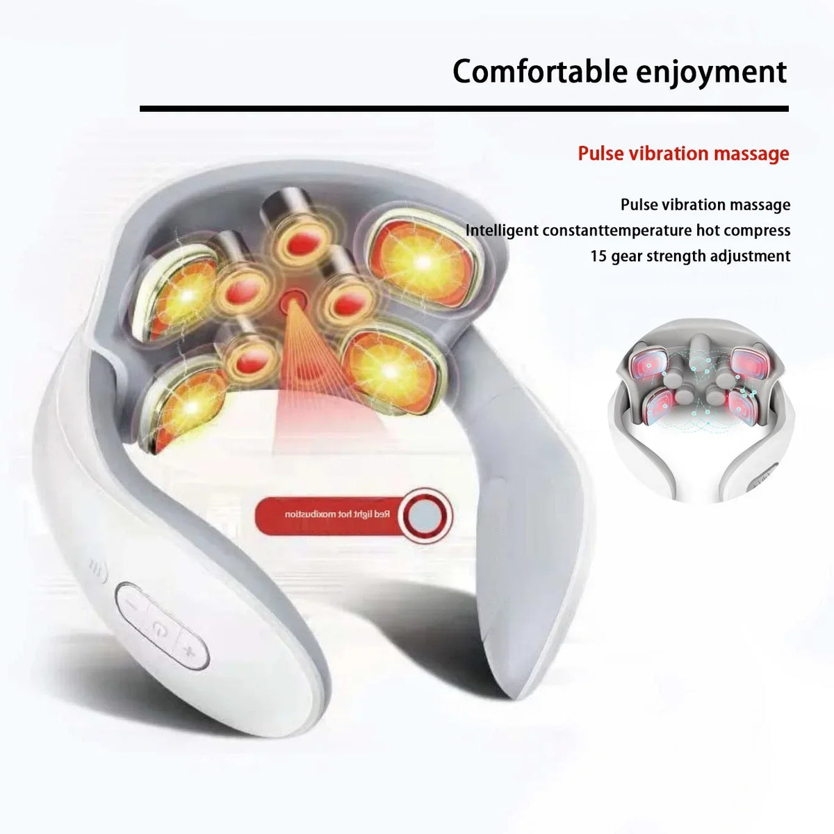 Masajeador Inteligente de Cuello y Hombros — Masaje Cervical con Vibración y Calor para Aliviar el Dolor, Pulso Terapéutico para las Vértebras Cervicales, Instrumento de Cuidado de la Salud
