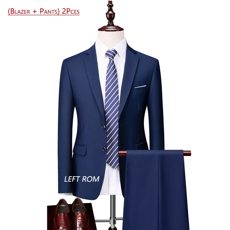 14 Color M-6XL ( Jacket + Vest+Pants ) High-end Brand Formal Business Mens Suit Three-piece Groom Wedding Dress Solid Color Suit. Trajes De Hombre Para Ocasion Especial. Bodas oh Eventos 2026