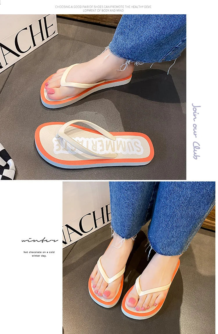 Women's Flip Flops 2025 New Summer Thick Bottom Clip Toe Fashion Beach Slippers Cool Slippers for Women 2026