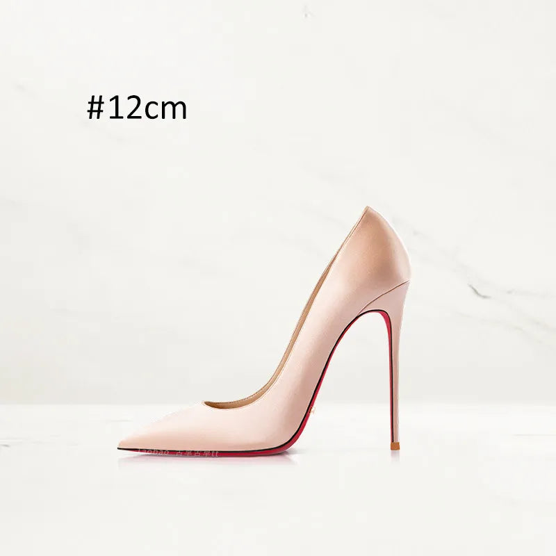 2025 Winter New High-heeled Shoes for Women, Green, Real Silk Satin, Thin Heel, Pointed Toe,Elegant,12cm,Single Shoes for Ladies 2026