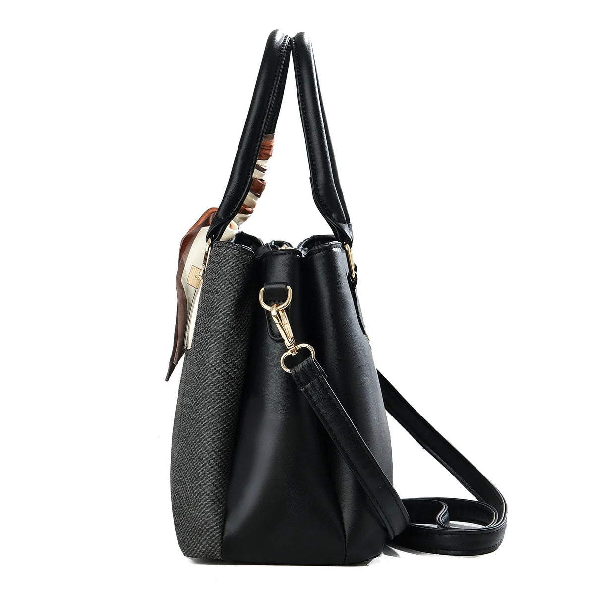 Large Capacity Fashion Color Block Mat Mother And Daughter Handbag Ladies Handbag with Scarf Soft Polyester Lining Zipper Closur 2026