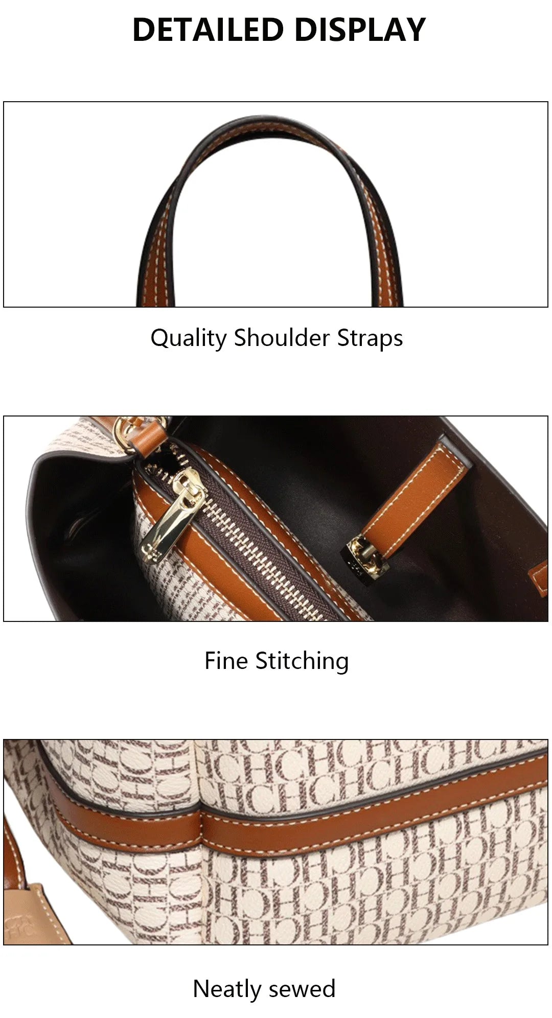 CH Premium Versatile Leather Crossbody Bag Ladies Large Capacity Daily Commuter Tote Bag Letter Print Design Ladies Fashion 2026