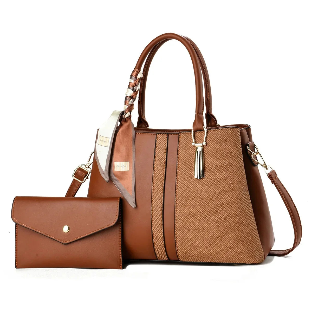 Large Capacity Fashion Color Block Mat Mother And Daughter Handbag Ladies Handbag with Scarf Soft Polyester Lining Zipper Closur 2026
