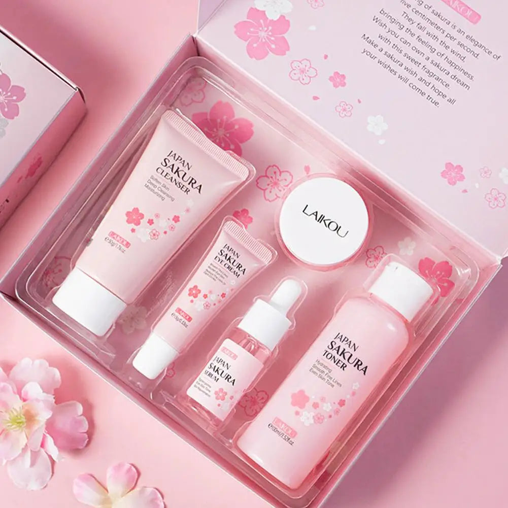 5/3pcs/Set Sakura Skin Care Sets Face Cream Serum Toner Facial Cleanser Sunscreen Eye Cream Gift Box Face Skin Care Set Product.2026 SERUM FACIAL. HUMECTANTE FACIL. REJUVENECEDOR PROTECCION CONTRA ARRUGAS FACIALES