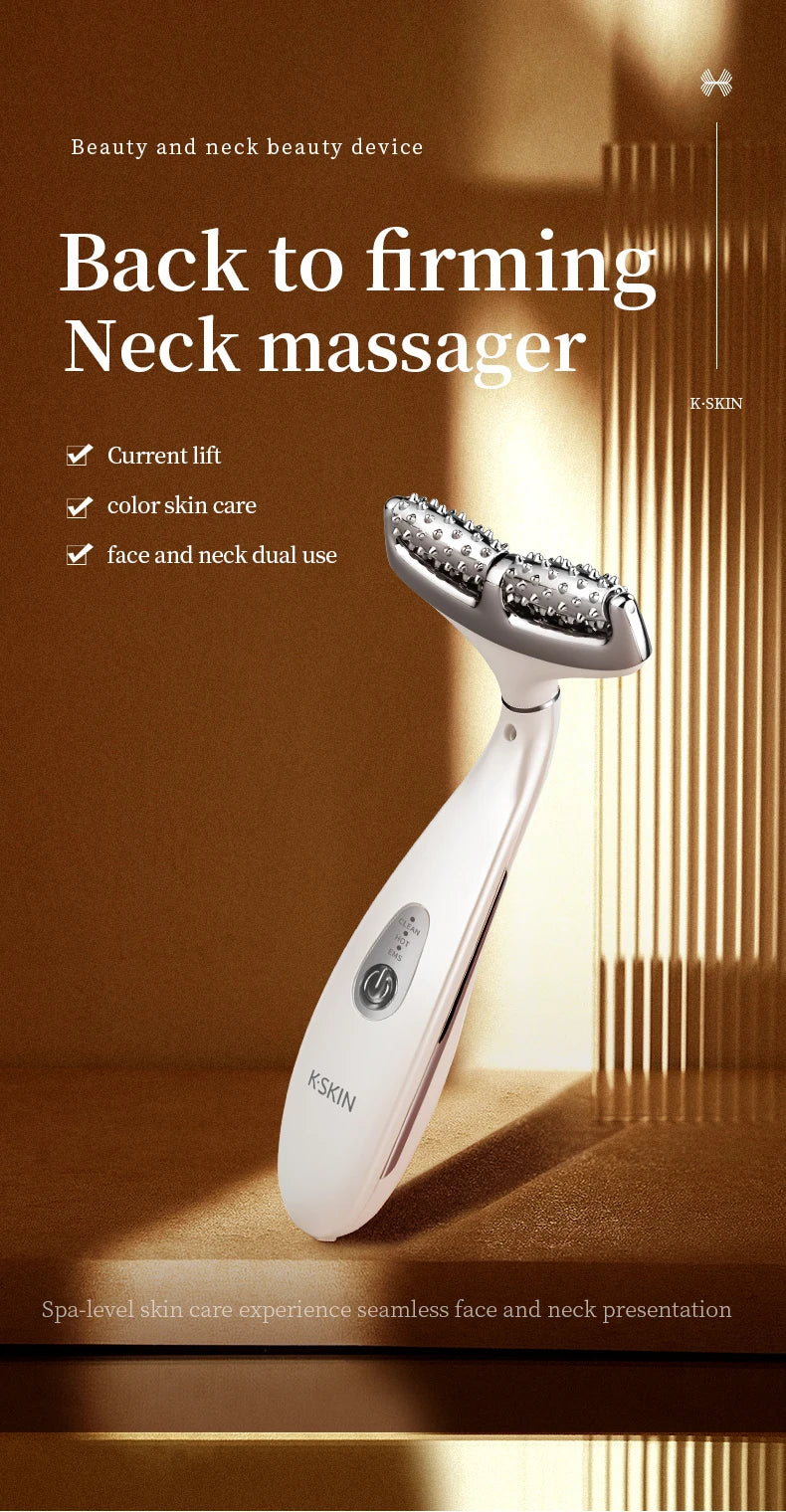 K-SKIN EMS Face Beauty Instrument Beauty Neck Massager Micro-Current Vibration Color light Senility Face Massager  Skin Care. 2026 MASAJIADOR PARA CUELLO Y MANDIBULA. ELECTRICO QUE MEJORA LA CIRCULACION Y ALINEACION