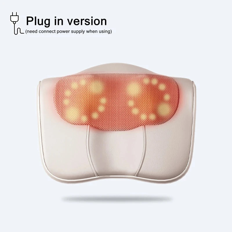 Almohada Masajeadora para Cuello, Cintura, Espalda y Hombros — Masaje con Dedo, Multifunción con Compresión Caliente para Relajar la Cintura