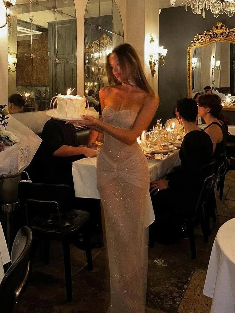 Nibber Elegant Dress Women Sequin Ruched Sexy Valentine's Day See Through Sleeveless Party Banquet Stretch Skinny Chic Vestidos 2026  Vestido Elegante para Ocasion Especial