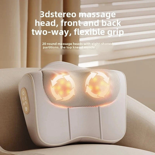 Almohada Masajeadora para Cuello, Cintura, Espalda y Hombros — Masaje con Dedo, Multifunción con Compresión Caliente para Relajar la Cintura