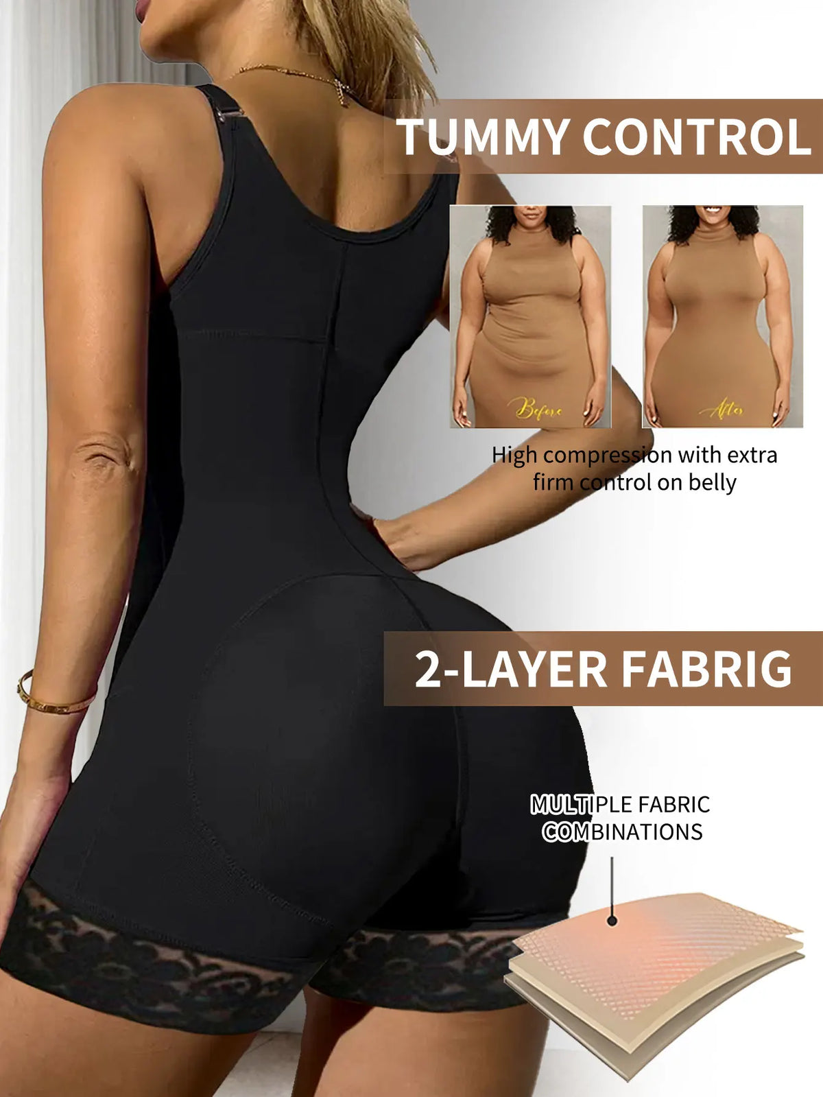 Fajas Postparto para Mujer, Moldeador Corporal de Alta Compresión, Reductor Adelgazante para Mujer, Ropa Interior Sexy, Body Moldeador Push Up. Compresion Extrema Alta