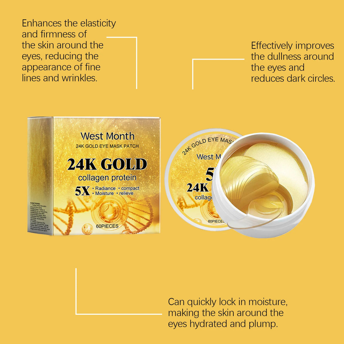 Set de Cuidado Facial de 24k Oro — Antiarugas, Desvanece Ojeras, Reafirmante, Hidratante, Reparador, Máscara para Ojos y Esencia, Cosméticos Coreanos.