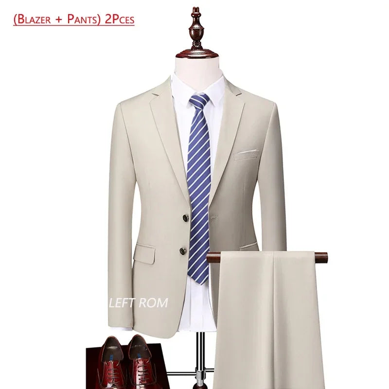 14 Color M-6XL ( Jacket + Vest+Pants ) High-end Brand Formal Business Mens Suit Three-piece Groom Wedding Dress Solid Color Suit. Trajes De Hombre Para Ocasion Especial. Bodas oh Eventos 2026