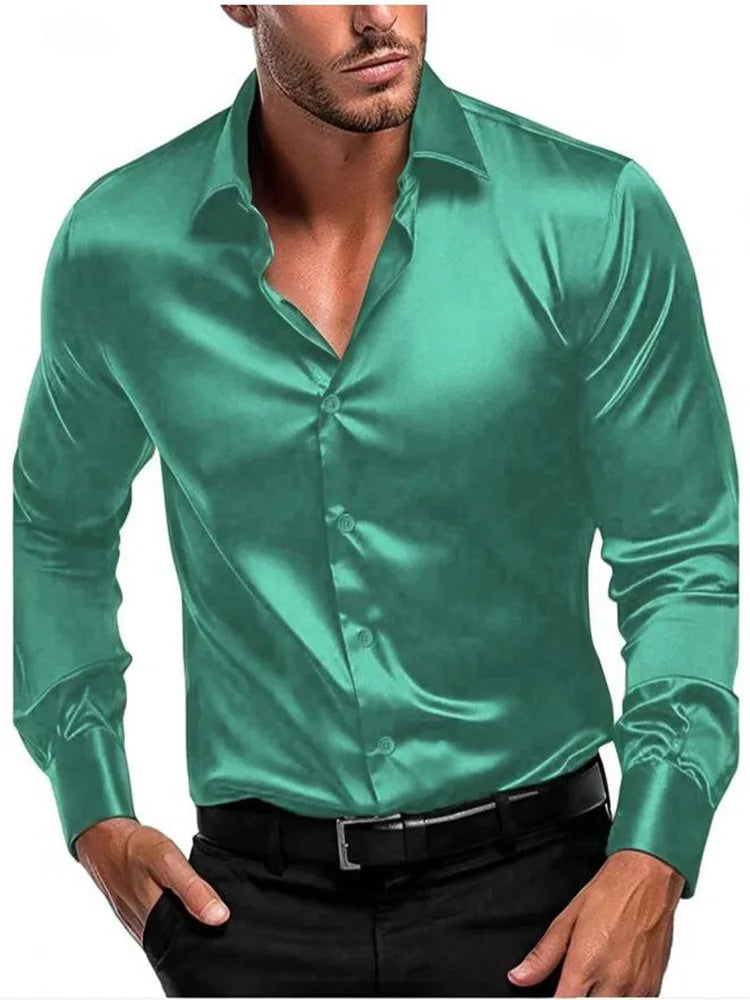 2024 New Spring And Autumn Men's Shirt Solid Color Business City Leisure Lapel Cardigan Slim Long Sleeves Tops. 2026 Camisa Extra Elastizada. 2026. Elegantes y Casual