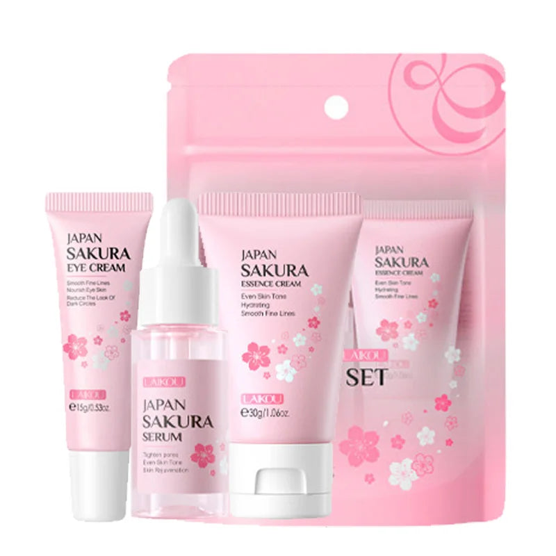 3pcs/set LAIKOU Vitamin C 24K Golden Sakura Skin Care Sets Face Cream Serum Eye Cream Moisturizing Anti Wrinkles Face Care Kit.2026 SKIN CARE REJUVENECEDOR, HUMECTANTE FACIAL